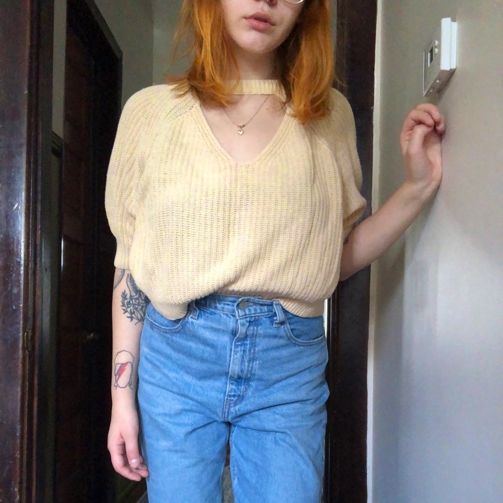 Cropped keyhole sweater
